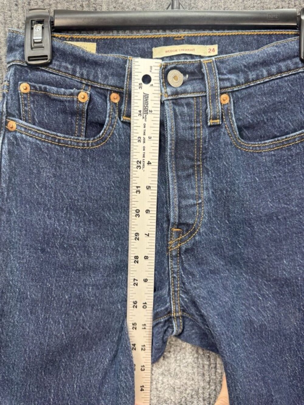 Levis Wedgie Straight Jeans Womens 24x26 Blue Dark Button Fly High Rise Denim - Picture 10 of 11